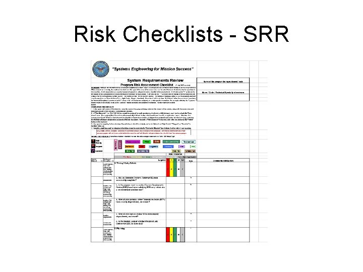 Risk Checklists - SRR 