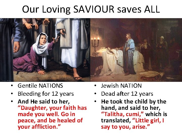 Our Loving SAVIOUR saves ALL • Gentile NATIONS • Bleeding for 12 years •