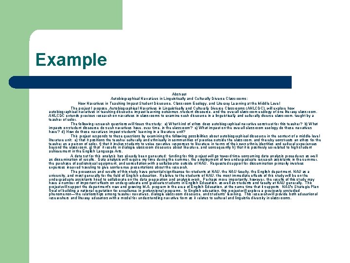 Example Abstract Autobiographical Narratives in Linguistically and Culturally Diverse Classrooms: How Narratives in Teaching