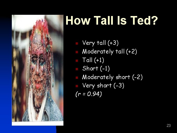 How Tall Is Ted? Very tall (+3) n Moderately tall (+2) n Tall (+1)