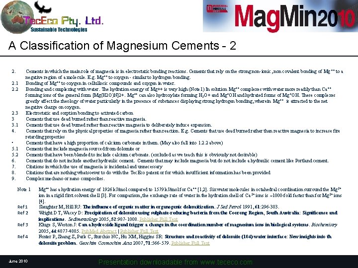 A Classification of Magnesium Cements - 2 2. 2. 1 2. 2 2. 3