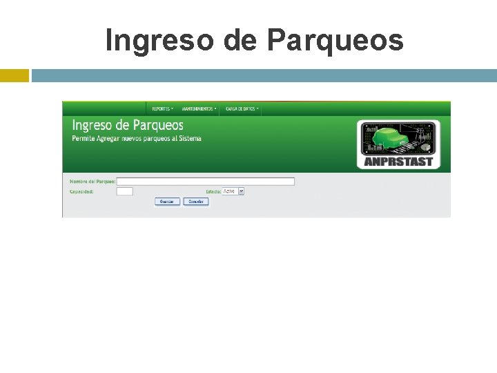 Ingreso de Parqueos 
