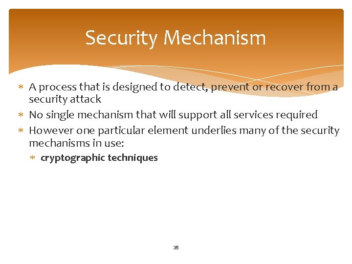 Security Mechanism A process that is designed to detect, prevent or recover from a