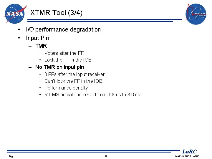XTMR Tool (3/4) • I/O performance degradation • Input Pin – TMR • Voters