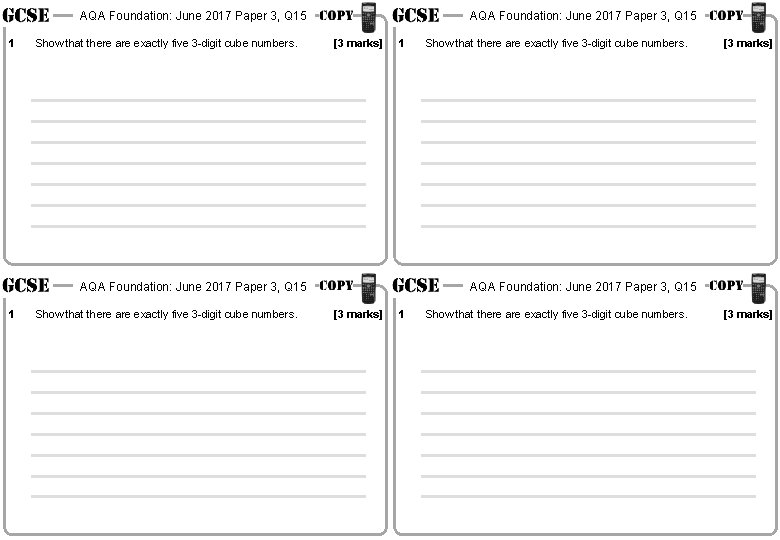 AQA Foundation: June 2017 Paper 3, Q 15 1 Show that there are exactly