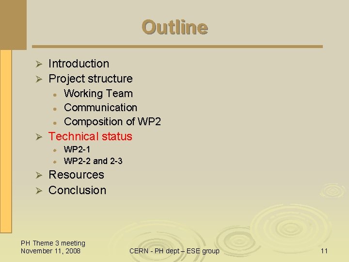 Outline Introduction Ø Project structure Ø l l l Ø Working Team Communication Composition