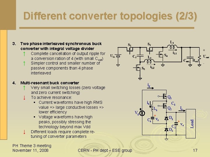 Different converter topologies (2/3) Two phase interleaved synchronous buck converter with integral voltage divider