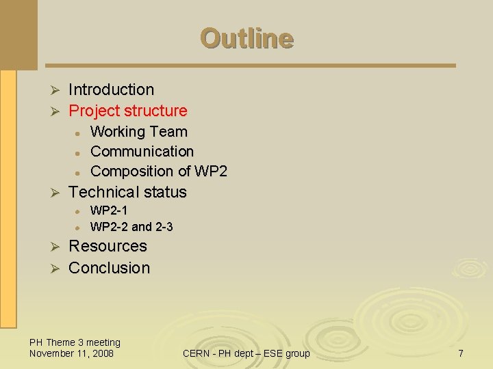 Outline Introduction Ø Project structure Ø l l l Ø Working Team Communication Composition