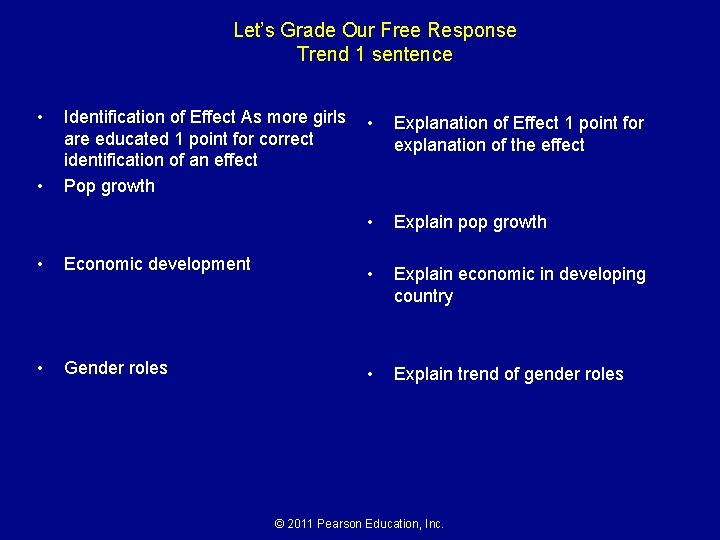 Let’s Grade Our Free Response Trend 1 sentence • • Identification of Effect As Let’s Grade Our Free Response Trend 1 sentence • • Identification of Effect As