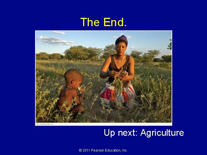 The End. Up next: Agriculture © 2011 Pearson Education, Inc. The End. Up next: Agriculture © 2011 Pearson Education, Inc.