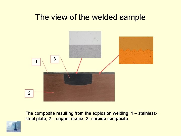 The view of the welded sample 1 3 2 The composite resulting from the