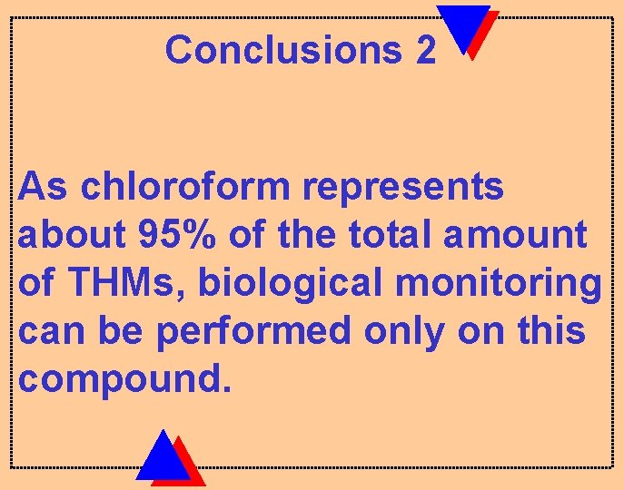 Conclusions 2 As chloroform represents about 95% of the total amount of THMs, biological