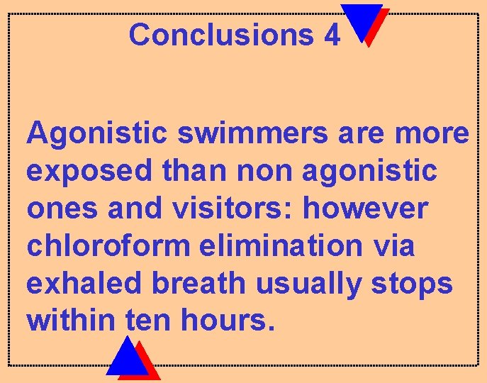 Conclusions 4 Agonistic swimmers are more exposed than non agonistic ones and visitors: however