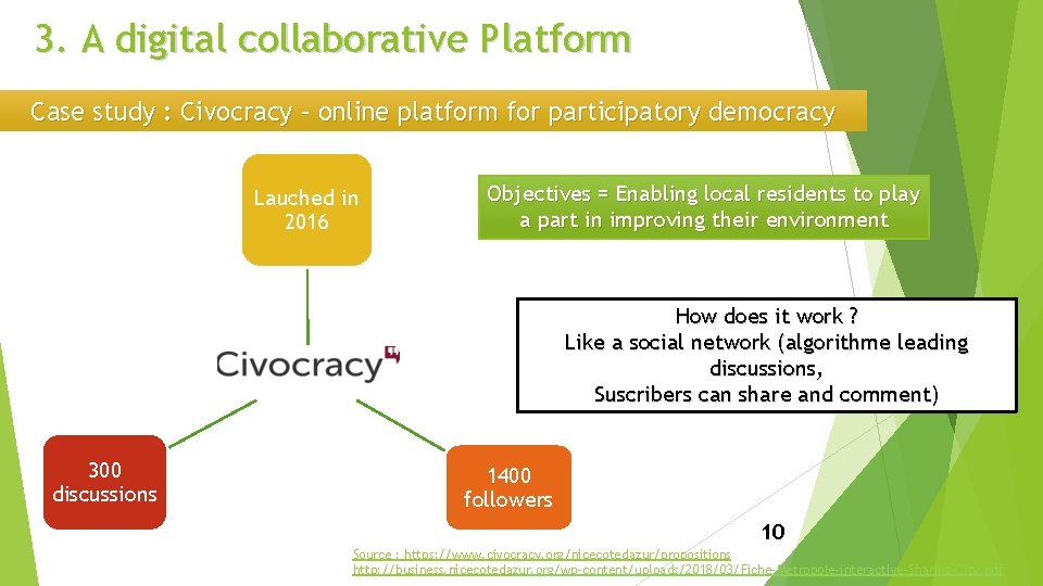 3. A digital collaborative Platform Case study : Civocracy – online platform for participatory