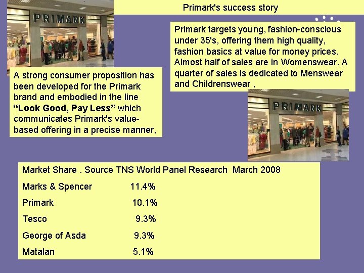 Primark's success story A strong consumer proposition has been developed for the Primark brand