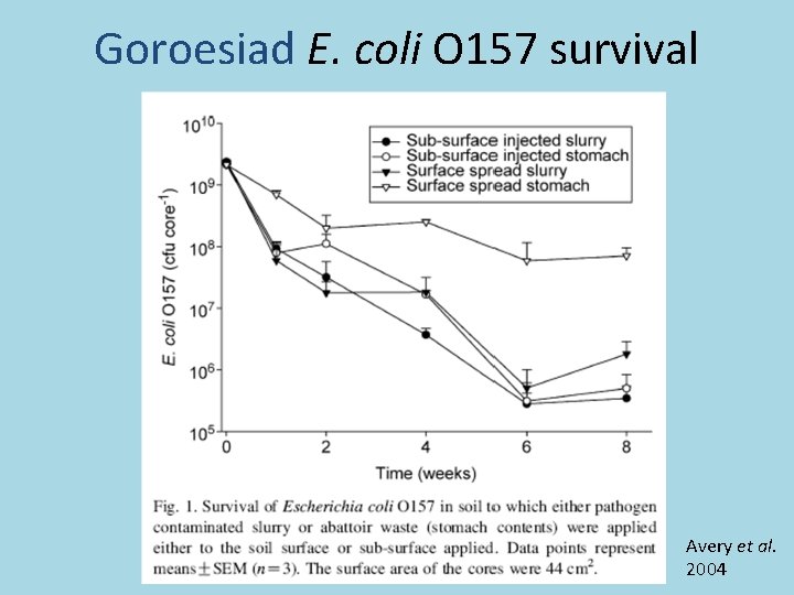 Goroesiad E. coli O 157 survival Avery et al. 2004 