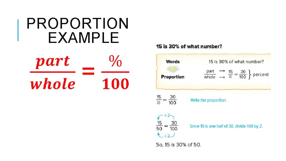 PROPORTION EXAMPLE PROPORTION EXAMPLE
