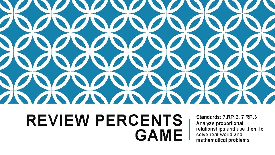 REVIEW PERCENTS GAME Standards: 7. RP. 2, 7. RP. 3 Analyze proportional relationships and REVIEW PERCENTS GAME Standards: 7. RP. 2, 7. RP. 3 Analyze proportional relationships and