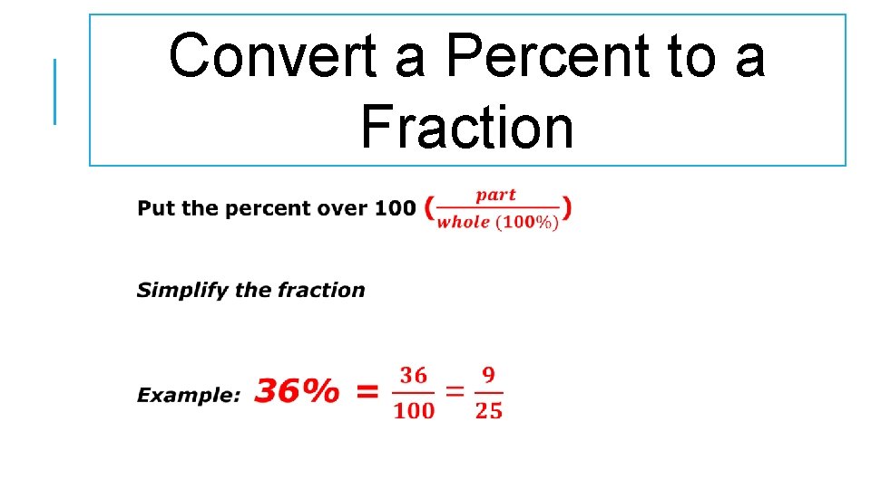 Convert a Percent to a Fraction Convert a Percent to a Fraction