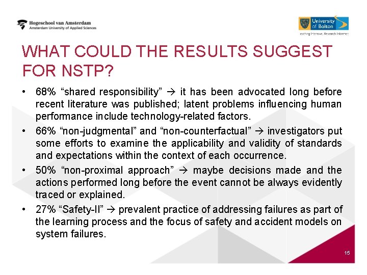 WHAT COULD THE RESULTS SUGGEST FOR NSTP? • 68% “shared responsibility” it has been