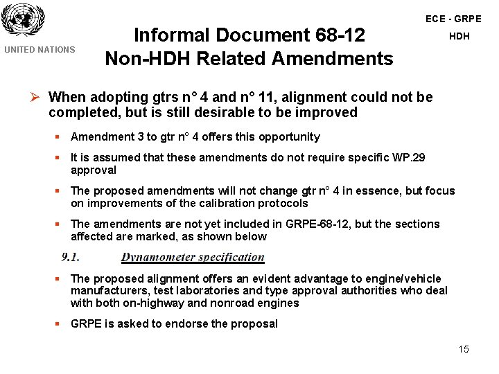 ECE - GRPE UNITED NATIONS Informal Document 68 -12 Non-HDH Related Amendments HDH Ø ECE - GRPE UNITED NATIONS Informal Document 68 -12 Non-HDH Related Amendments HDH Ø