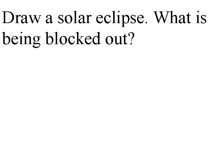 Draw a solar eclipse. What is being blocked out? 