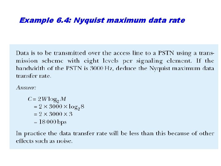 Example 6. 4: Nyquist maximum data rate 