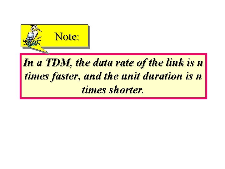 Note: In a TDM, the data rate of the link is n times faster,
