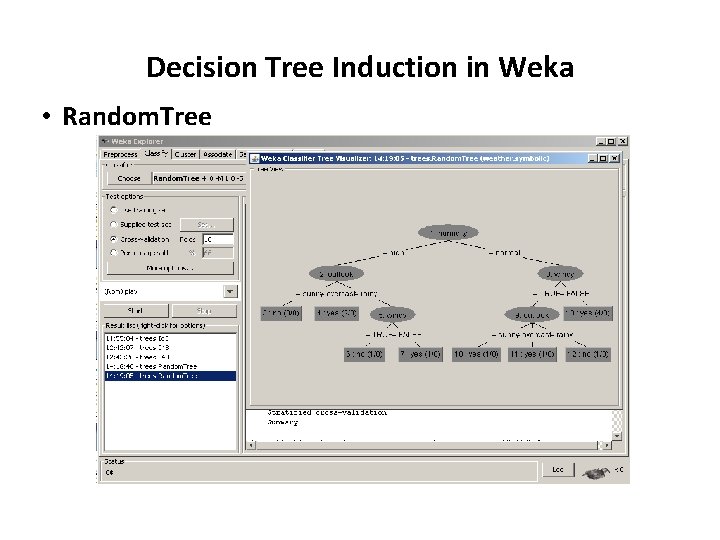 Decision Tree Induction in Weka • Random. Tree 