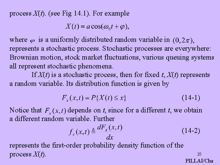 process X(t). (see Fig 14. 1). For example where is a uniformly distributed random