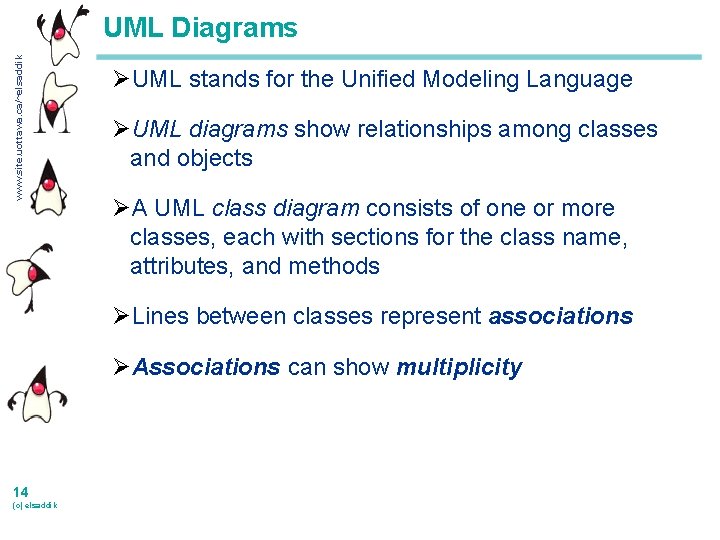 www. site. uottawa. ca/~elsaddik UML Diagrams ØUML stands for the Unified Modeling Language ØUML