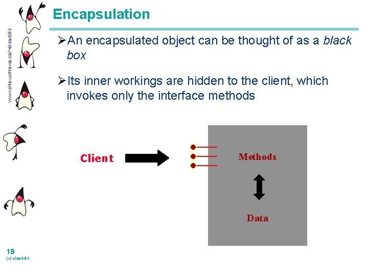 www. site. uottawa. ca/~elsaddik Encapsulation ØAn encapsulated object can be thought of as a