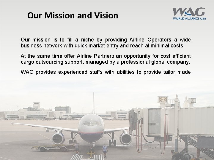 Our Mission and Vision Our mission is to fill a niche by providing Airline