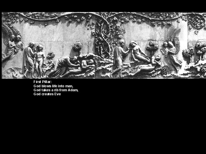 First Pillar: God blows life into man, God takes a rib from Adam, God