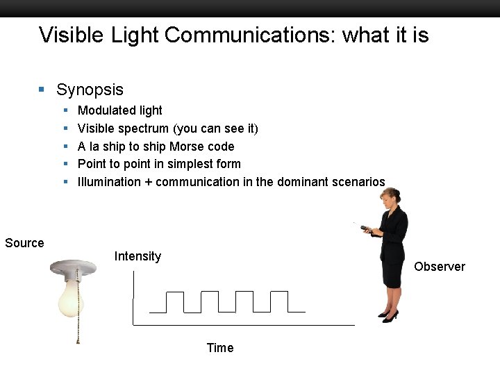 Visible Light Communications: what it is University Slideshow Title Goes Here §Boston Synopsis §