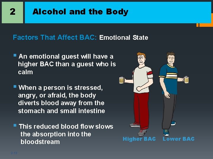 2 Alcohol and the Body Factors That Affect BAC: Emotional State § An emotional