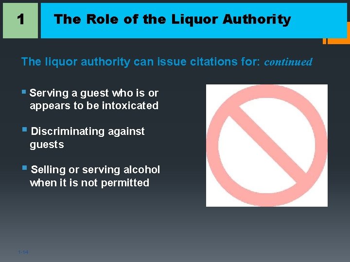 1 The Role of the Liquor Authority The liquor authority can issue citations for:
