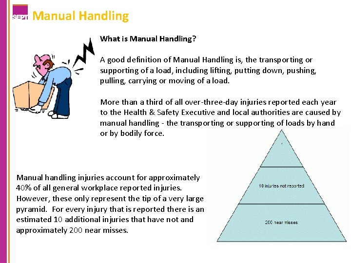 Manual Handling What is Manual Handling? A good definition of Manual Handling is, the