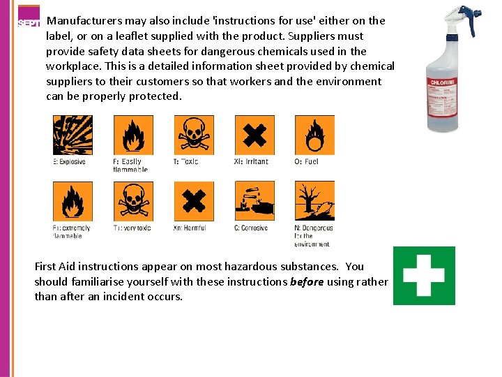 Manufacturers may also include 'instructions for use' either on the label, or on a