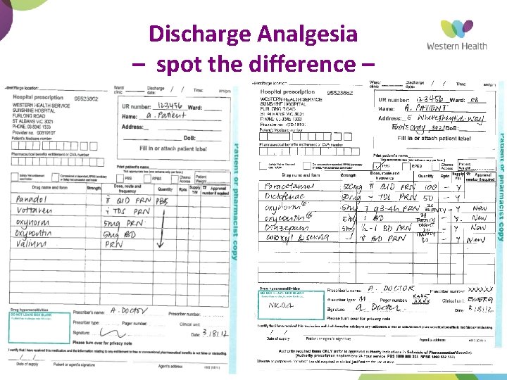 Discharge Analgesia – spot the difference – 