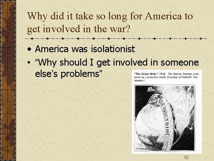 Why did it take so long for America to get involved in the war?