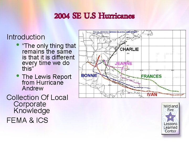 2004 SE U. S Hurricanes Introduction • “The only thing that • remains the