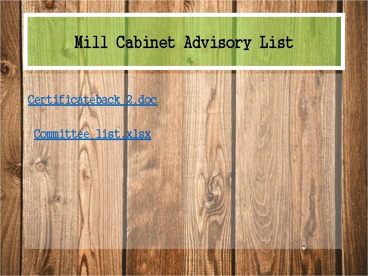 Mill Cabinet Advisory List Certificateback 2. doc Committee list. xlsx 