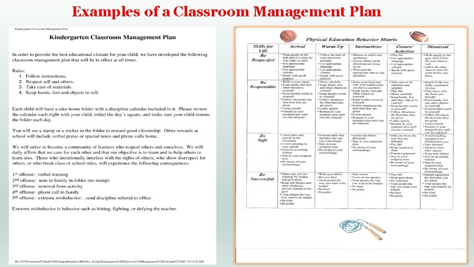 Examples of a Classroom Management Plan 8 