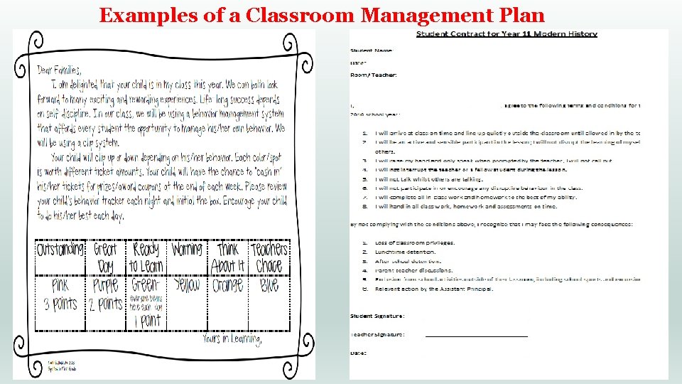Examples of a Classroom Management Plan 9 