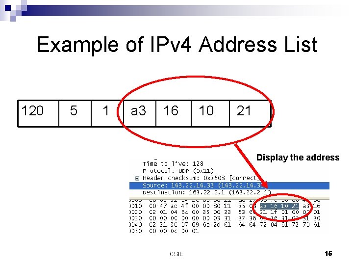 Example of IPv 4 Address List 120 5 1 a 3 16 10 21 Example of IPv 4 Address List 120 5 1 a 3 16 10 21