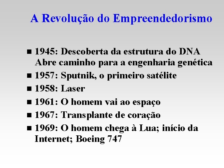 A Revolução do Empreendedorismo 1945: Descoberta da estrutura do DNA Abre caminho para a