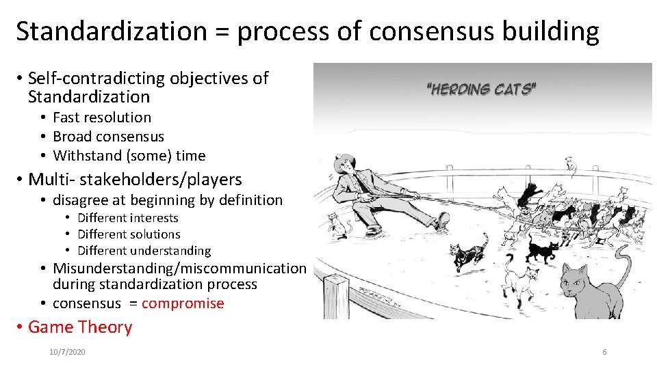 Standardization = process of consensus building • Self-contradicting objectives of Standardization • Fast resolution
