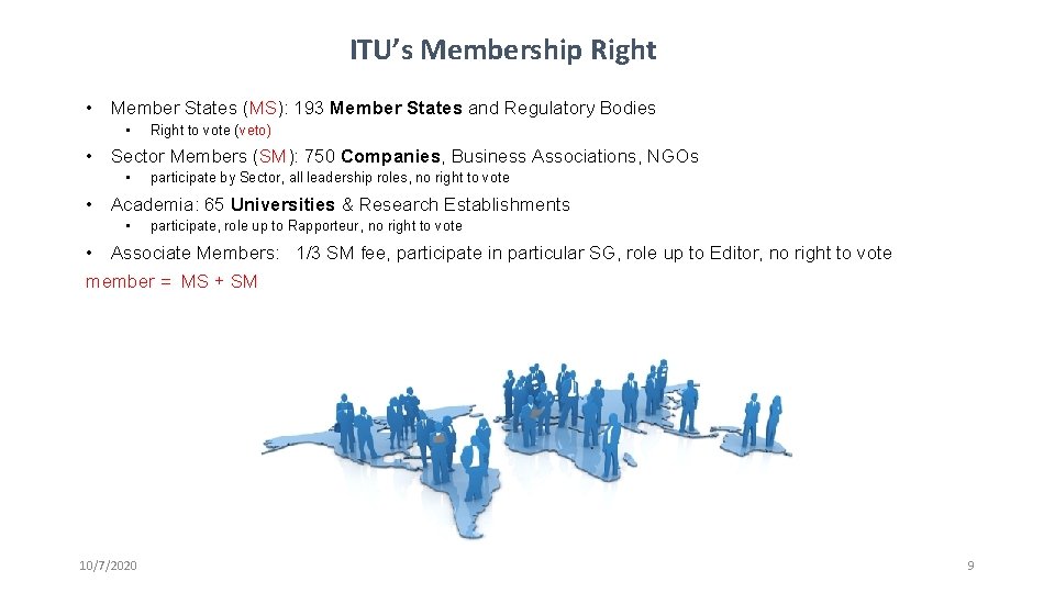 ITU’s Membership Right • Member States (MS): 193 Member States and Regulatory Bodies •