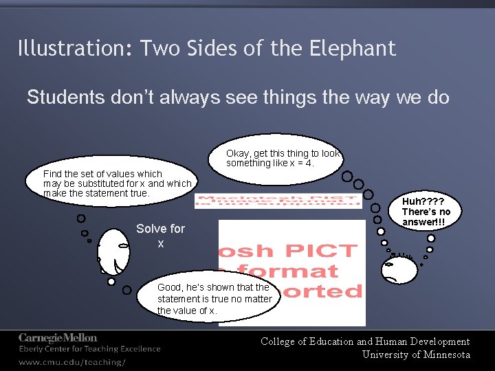 Illustration: Two Sides of the Elephant Students don’t always see things the way we